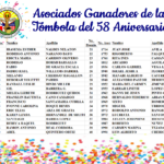 Felicidades a los ganadores de la tómbola del 58 Aniversario